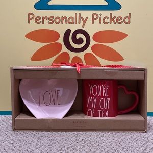 Rae Dunn LOVE Plate & YOU’RE MY CUP OF TEA Mug Set
